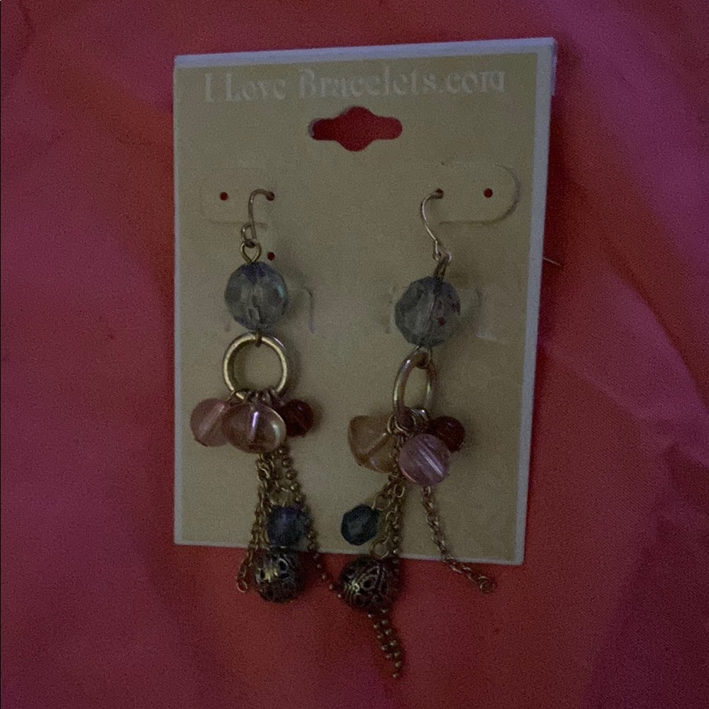 Elegant Gold and Pink Dangle Earrings